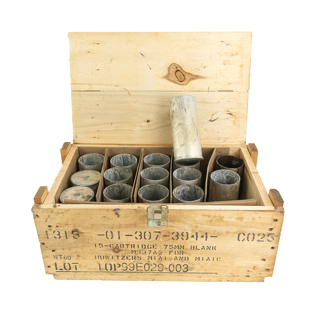 US 75mm Howitzer Blank Crate W/Spent Cases
