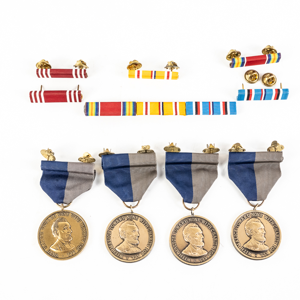 4 Army Civil War Medals 6 Medal Bars