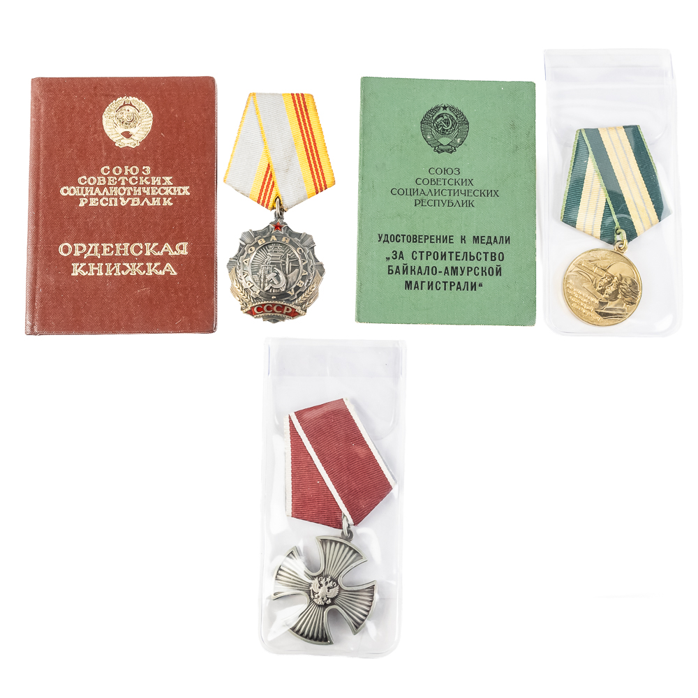 3 Soviet Medals, 2 with documents Named