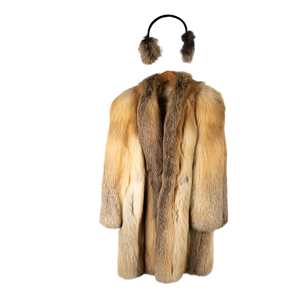 Luxurious Vintage Red Fox Fur Coat & Ear Muffs