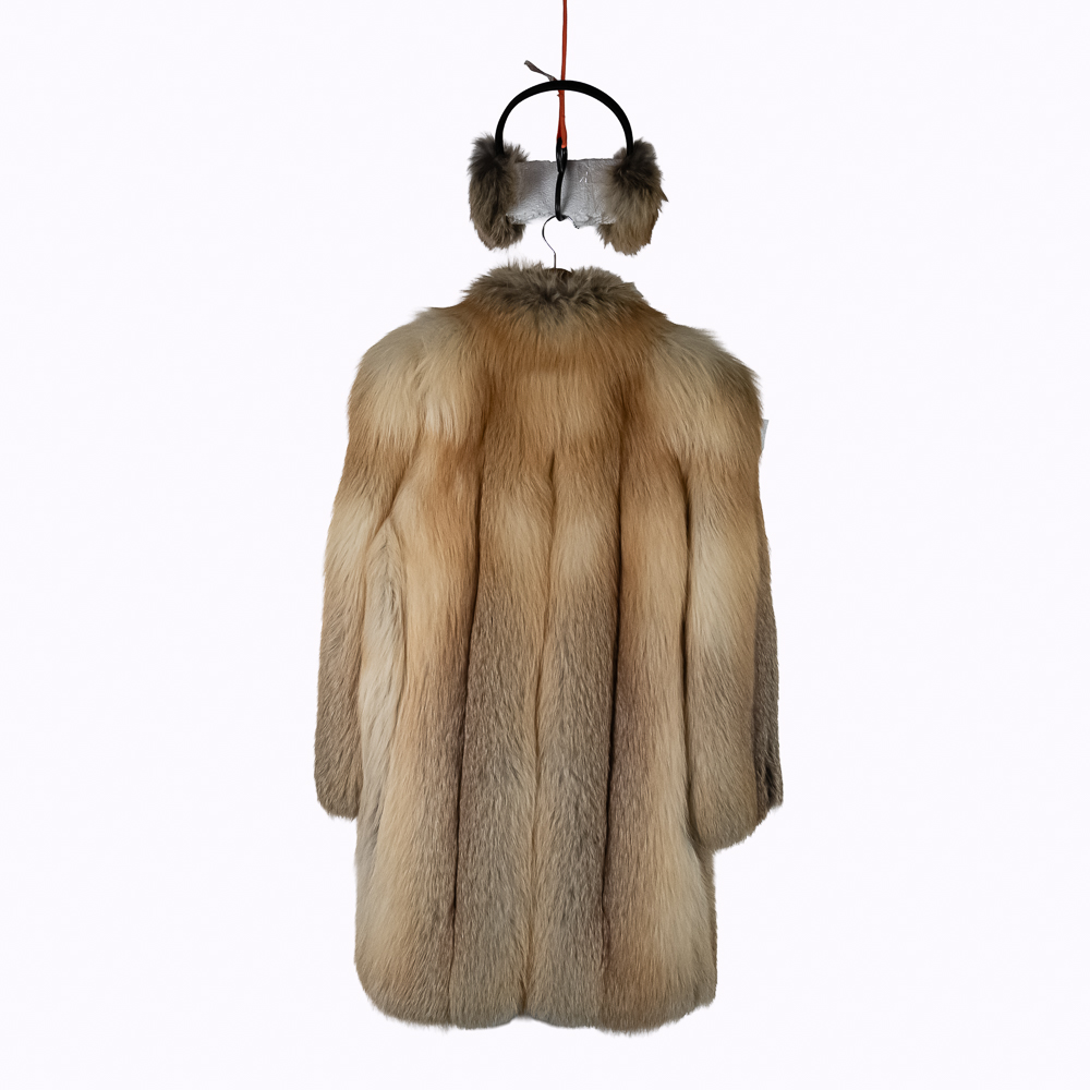 Luxurious Vintage Red Fox Fur Coat & Ear Muffs