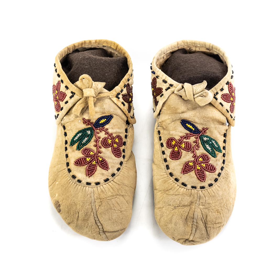 Pair of Beaded Moccasins-Floral