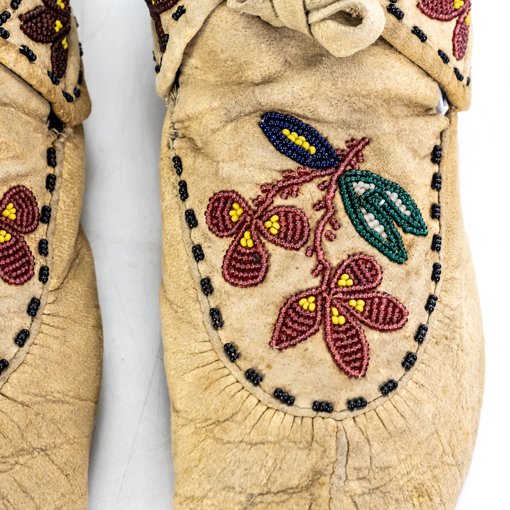 Pair of Beaded Moccasins-Floral