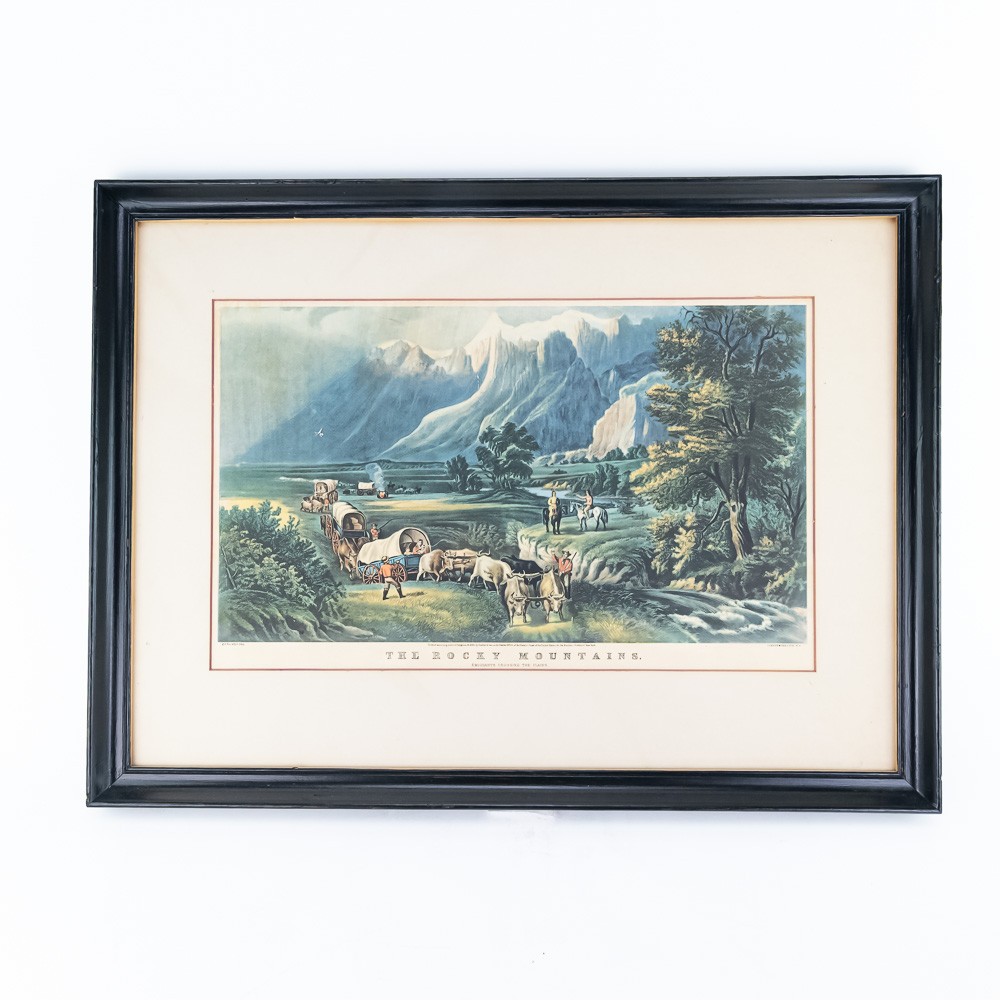 Currier & Ives "Rocky Mountains" Print Framed