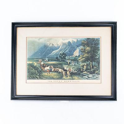 Currier & Ives "Rocky Mountains" Print Framed. This is a beautiful example of a Currier & Ives 