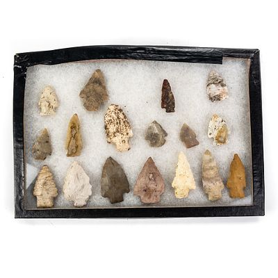 16pc Native American Projectile Points. This collection consists of 16 authentic North American 