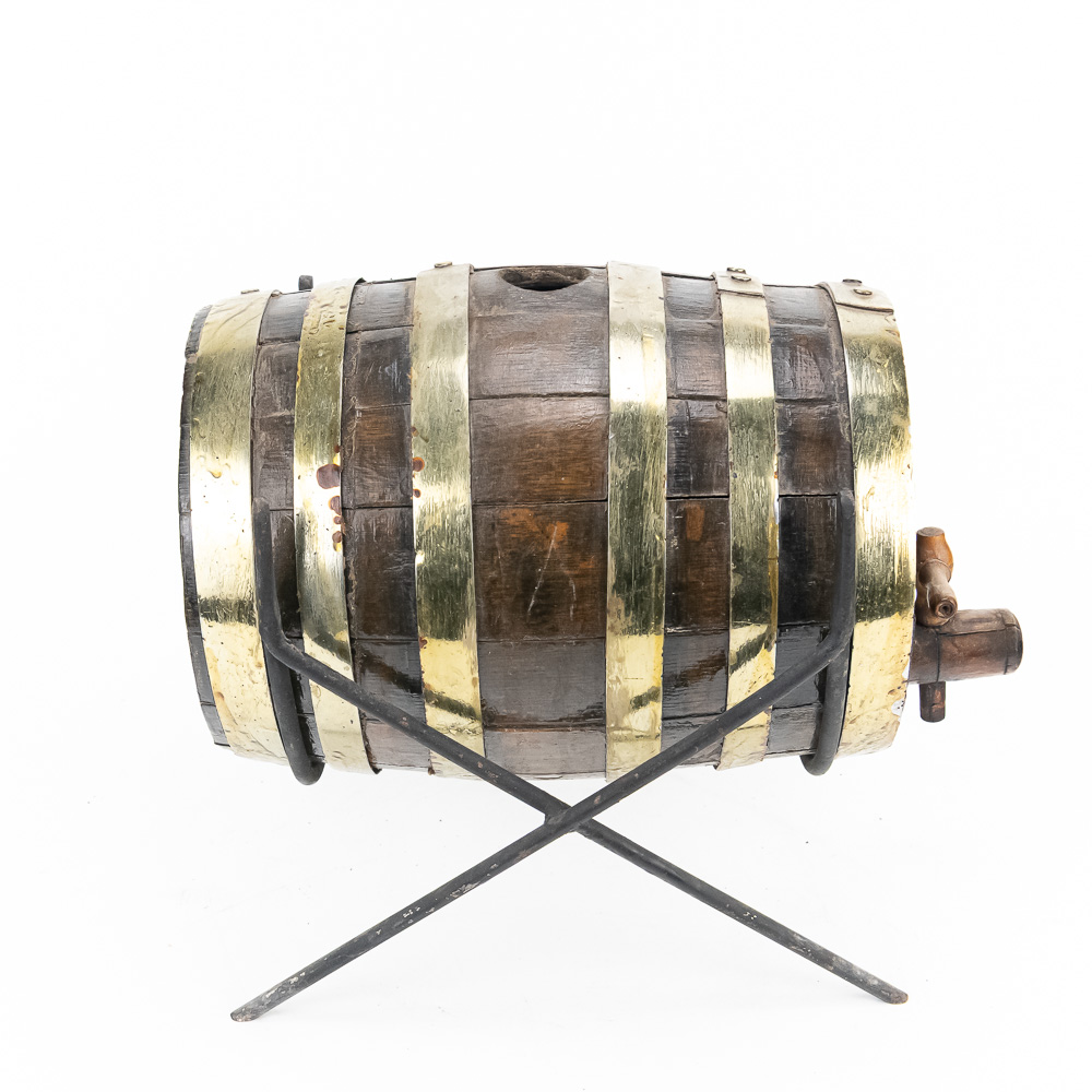 Antique Mini Oak Keg with Stand