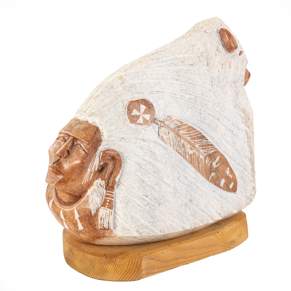 Indian Carved Stone Sculpture Signed "HKEITH"