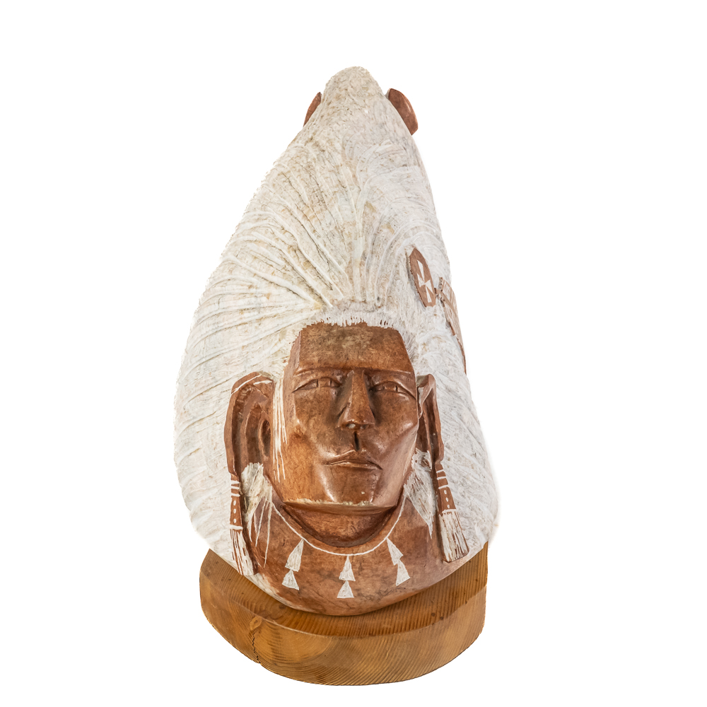 Indian Carved Stone Sculpture Signed "HKEITH"