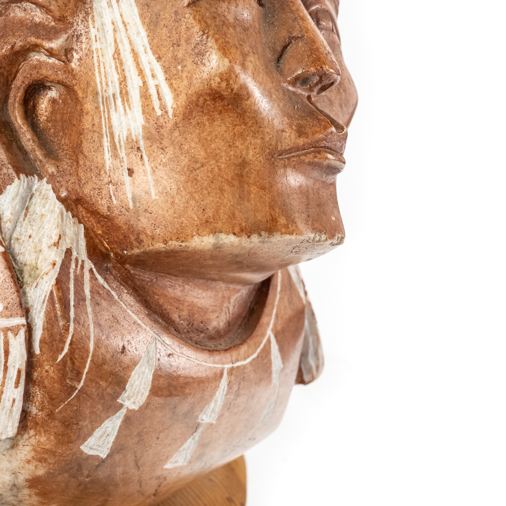Indian Carved Stone Sculpture Signed "HKEITH"