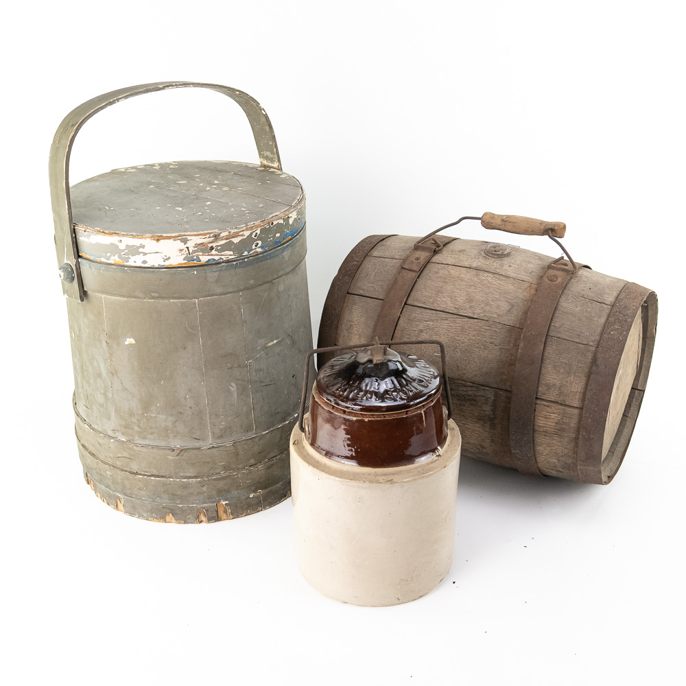 Western Stoneware & Wooden Primitives Lot