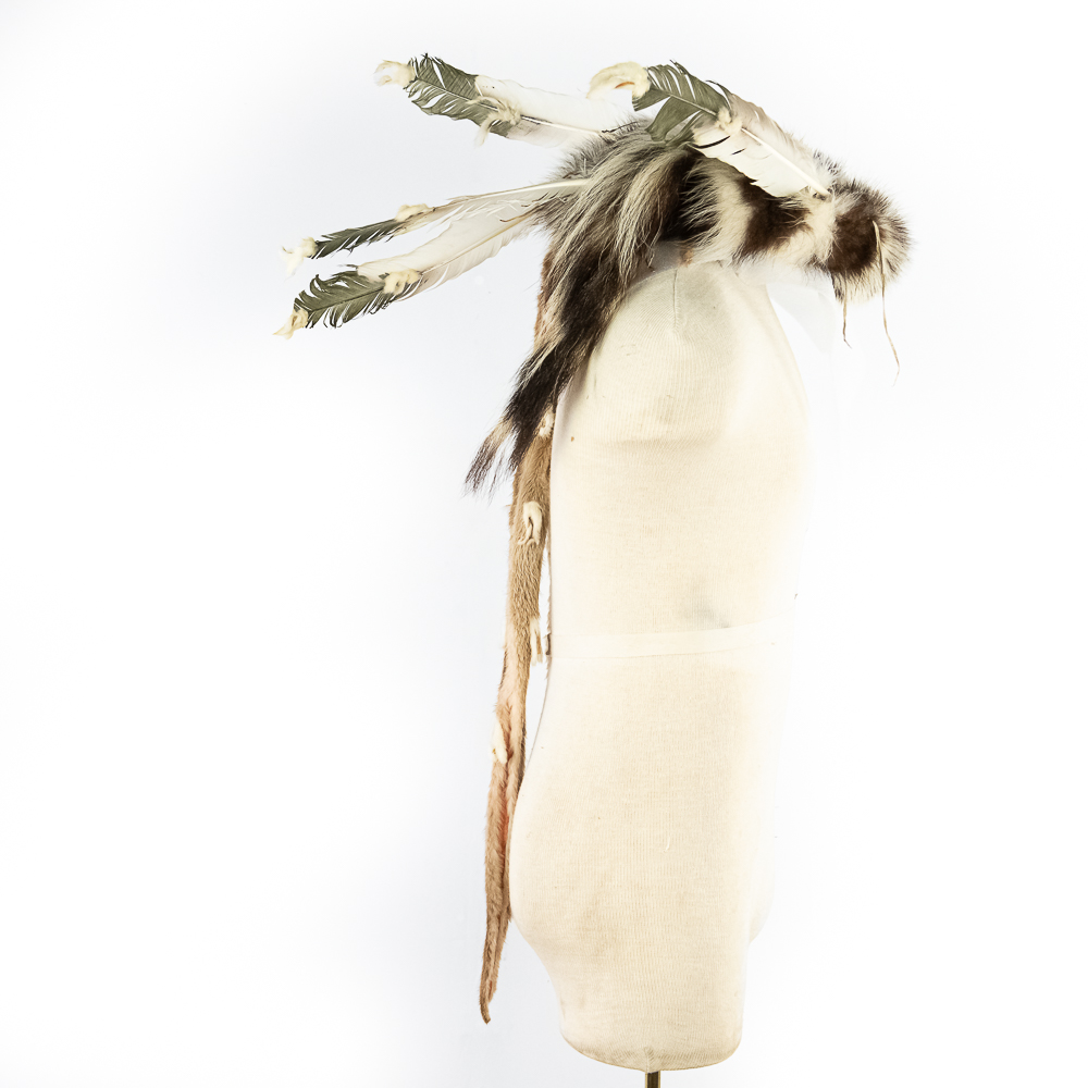 Modern Sioux Fur and Feather Headdress