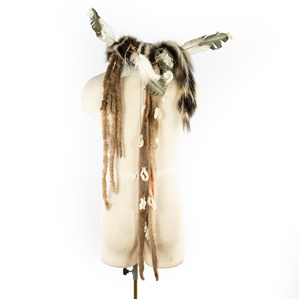 Modern Sioux Fur and Feather Headdress