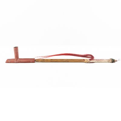 Sioux Catlinite Pipe/Porcupine Quill Horsehair DropLarge Sioux Catlinite pipe with flat wooden 