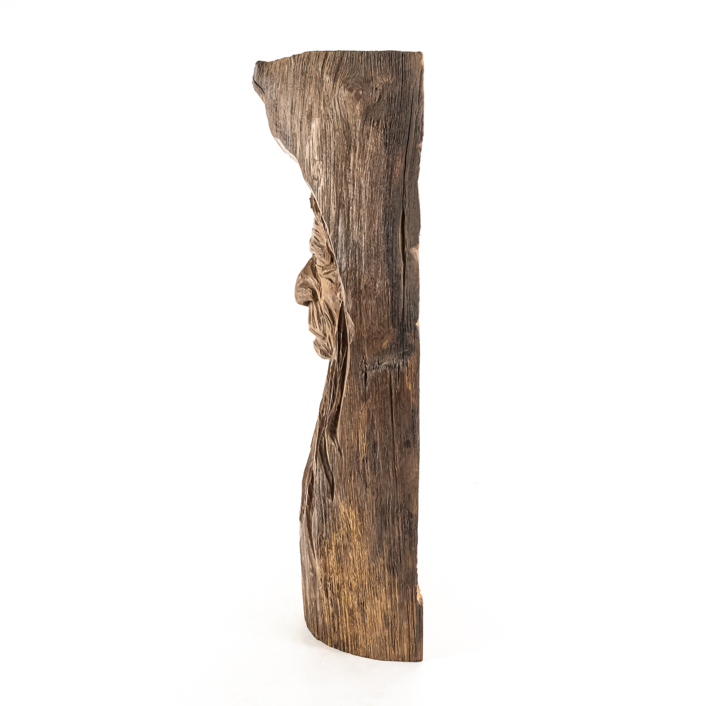 20" Hand Carved Native American Chief Tree Log
