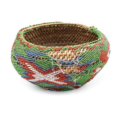 1920s Paiute Beaded Basket. This Paiute beaded basket circa 1920s exemplifies the artistry and 
