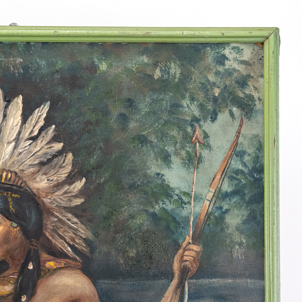 Indian Chief & Maiden Oil Painting