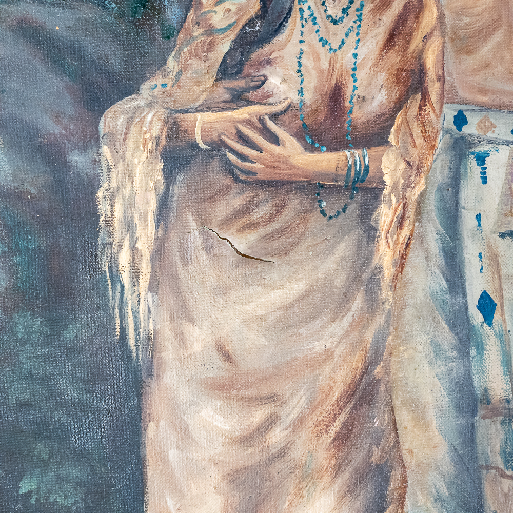 Indian Chief & Maiden Oil Painting