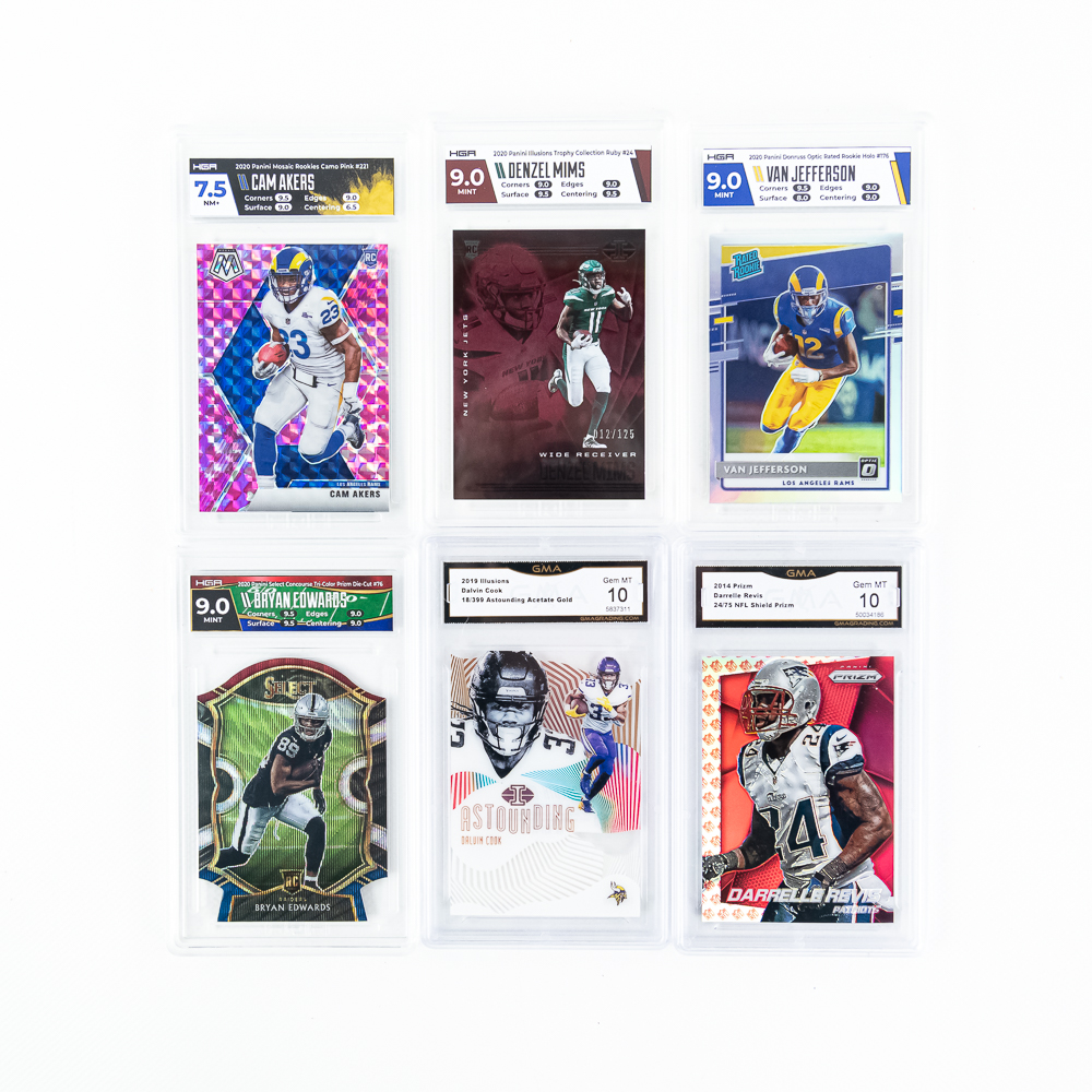 (6)NFL Slabbed Card Assortment Revis Edwards Mims+