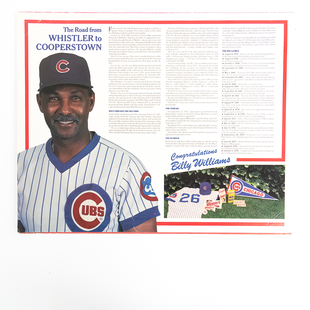 Billy Williams Autographed HOF Candy Print Beckett