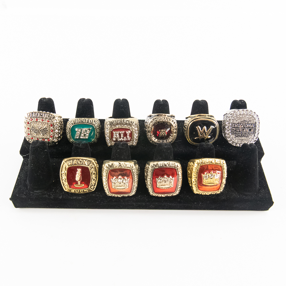 (10)Assorted NASCAR WWE & Ali Championship Rings