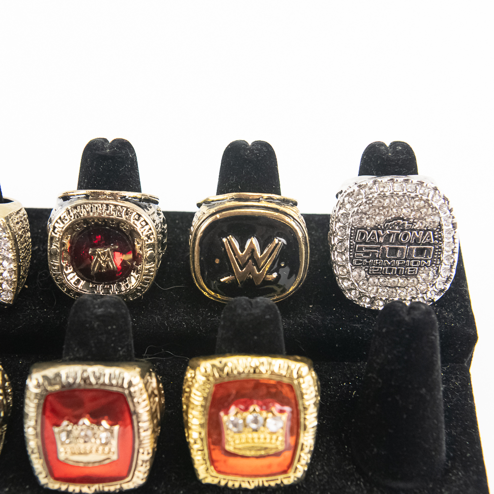 (10)Assorted NASCAR WWE & Ali Championship Rings
