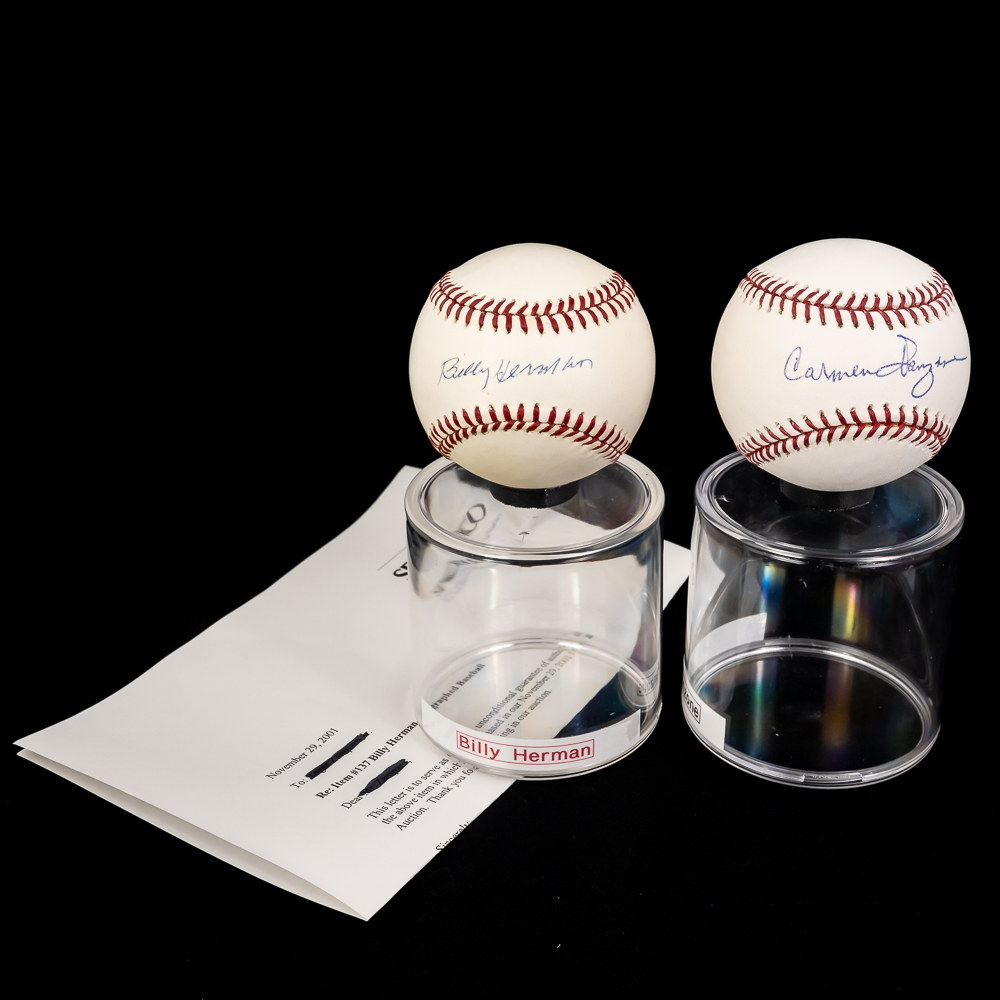 Billy Herman & Carmen Fanzone Signed Baseballs
