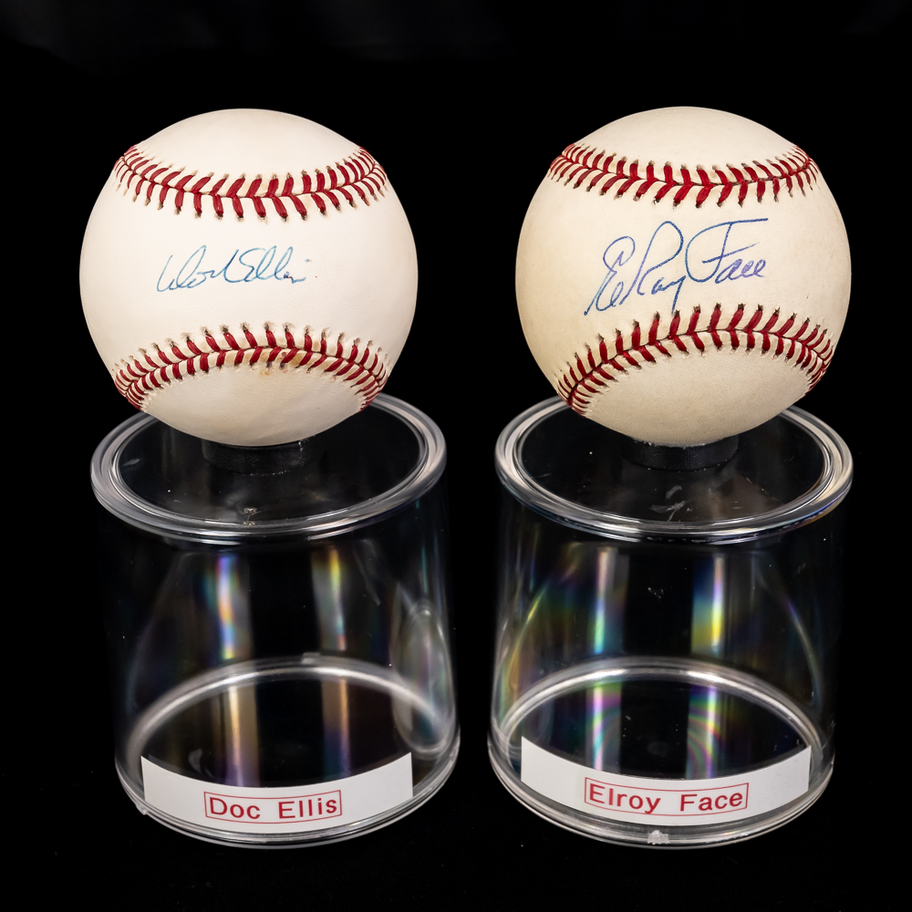 Doc Ellis & Elroy Face Autographed Baseballs