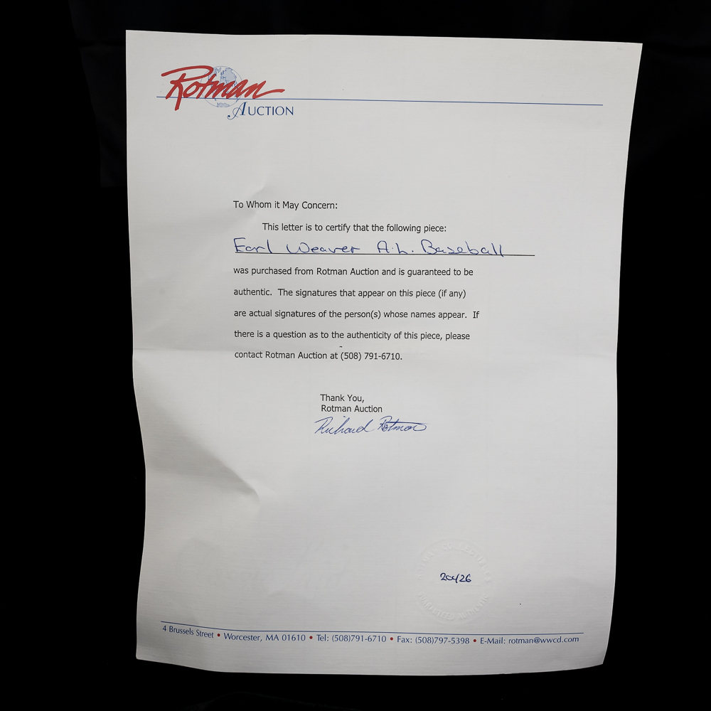 Earl Weaver & Bobby Grich Autographed AL Baseballs