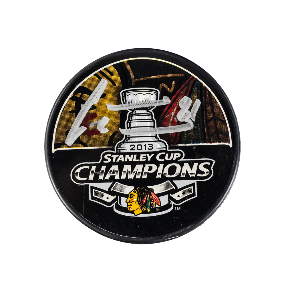 Marian Hossa Signed '13 Stanley Cup Champion Puck