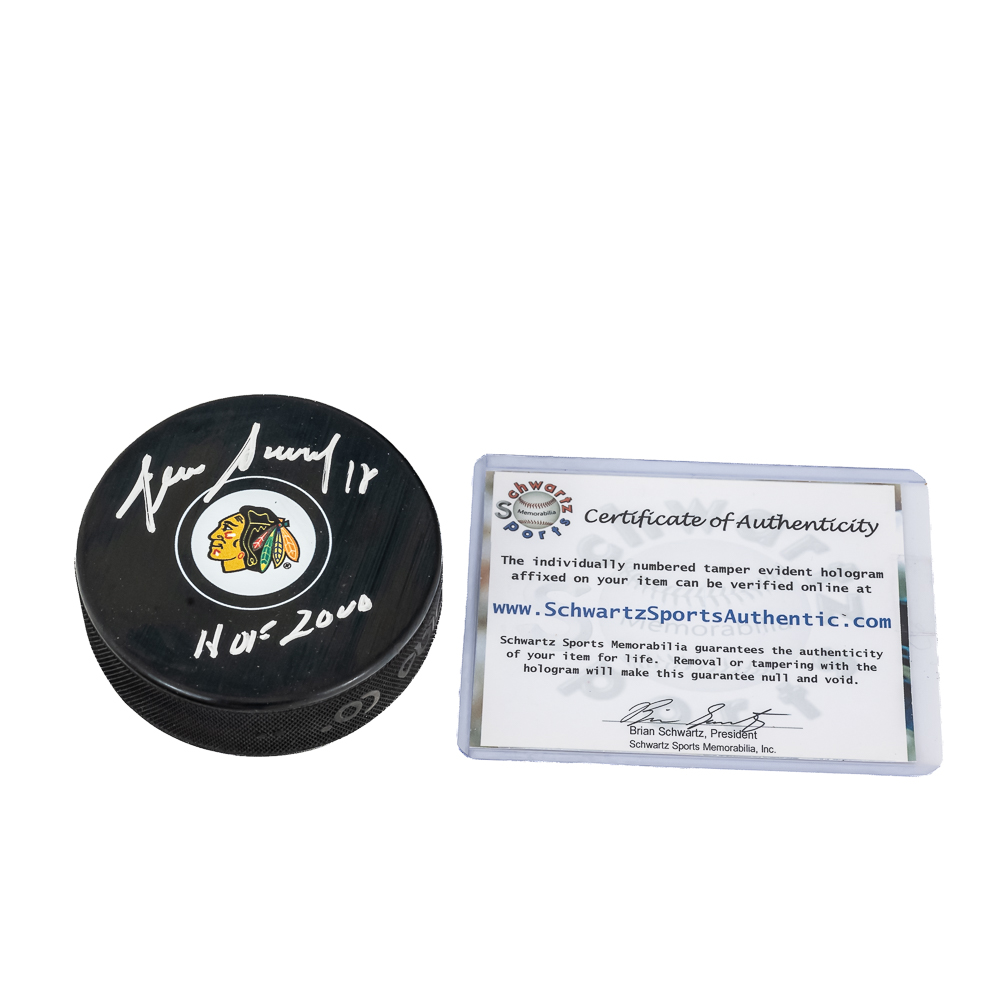 Denis Savard Autographed Blackhawks NHL Puck w COA