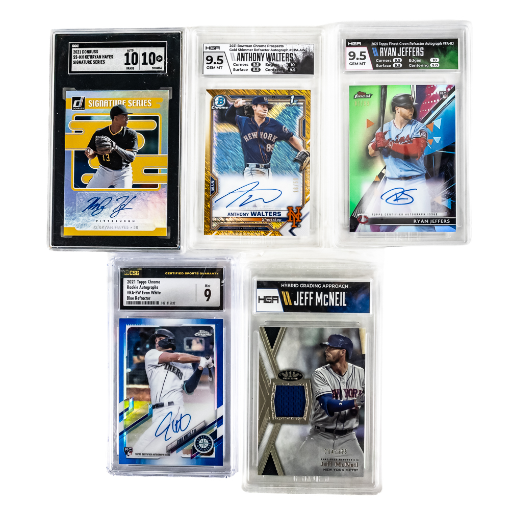 (5) MLB Autographed Rookie Cards HGA SGC Jeffers +