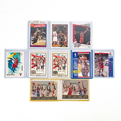1984 USA Olympic Michael Jordan & (9) MJ NBA Cards. RAW Michael Jordan NBA card collection 