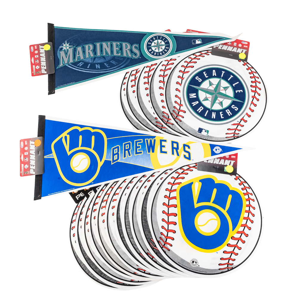 (95) NWT MLB Licensed Baseball Pennants Balls
