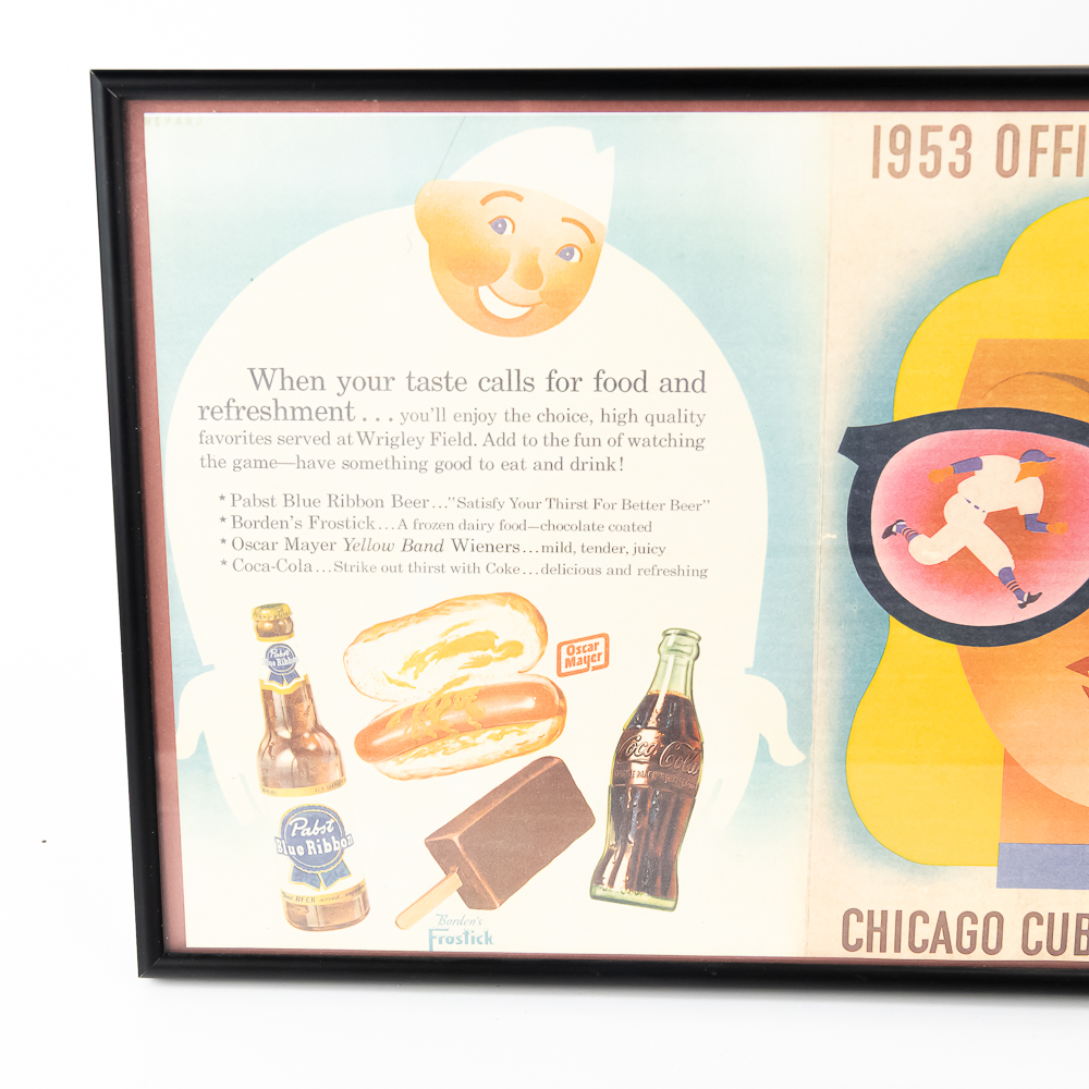 1953 Chicago Cubs Wrigley Field Framed Program