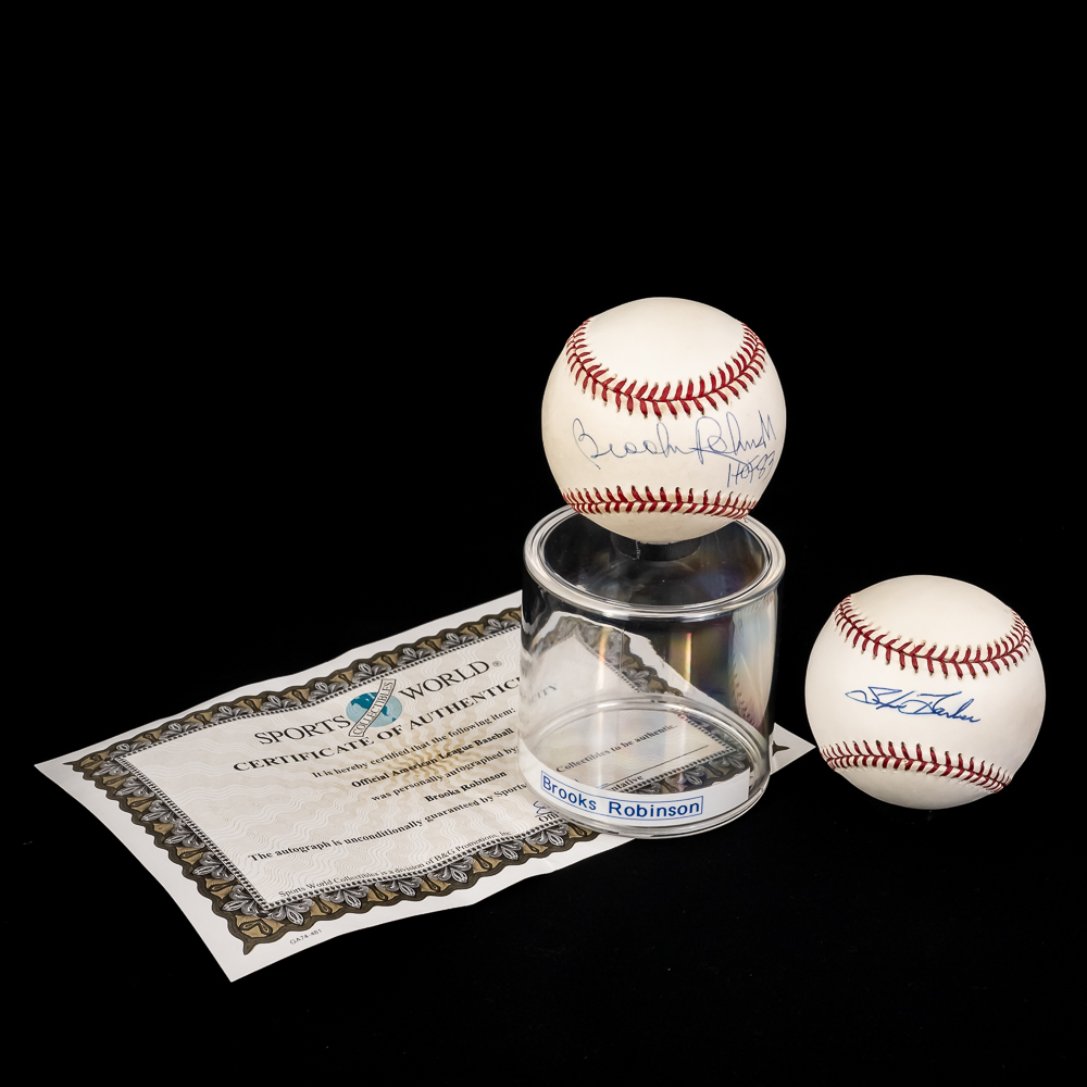 Brooks Robinson & Steve Barber Signed Baseballs