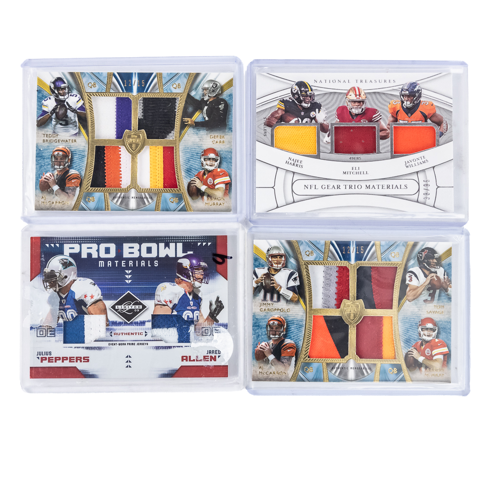 (4) NFL Combo Numbered Patch Relic Cards