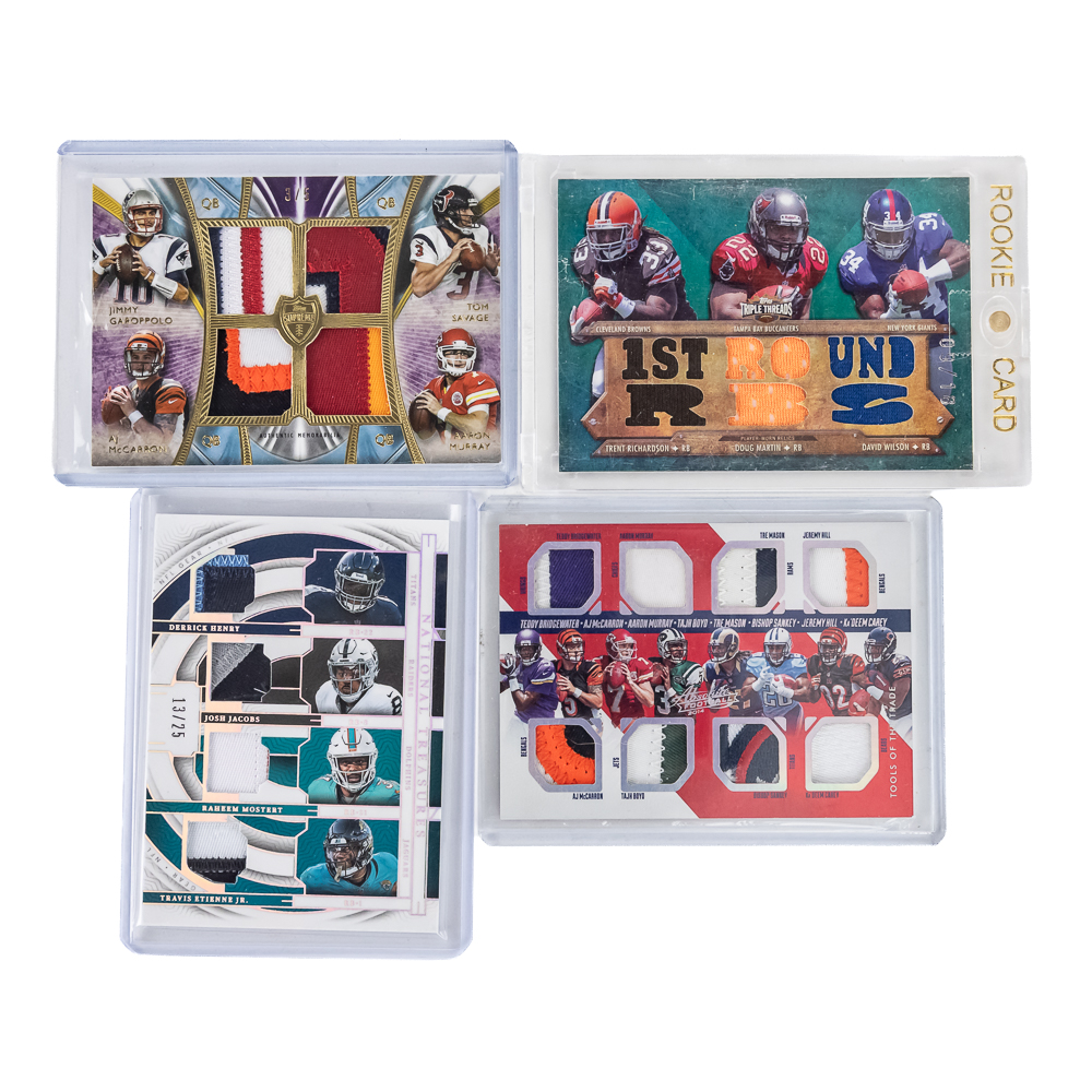 (4) NFL Combo Numbered Patch Relic Cards
