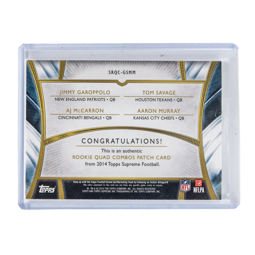 (4) NFL Combo Numbered Patch Relic Cards