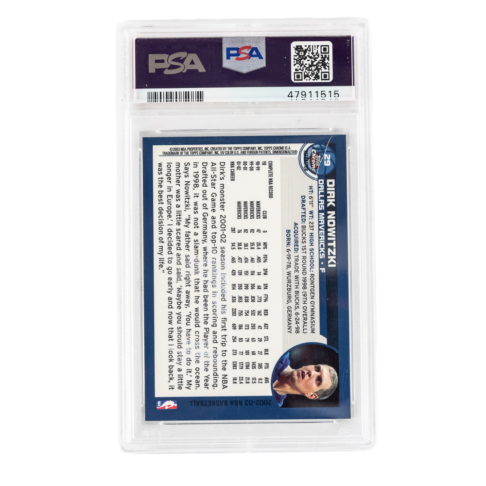 2002 Topps Chrome #29 Dirk Nowitski Refractor PSA9