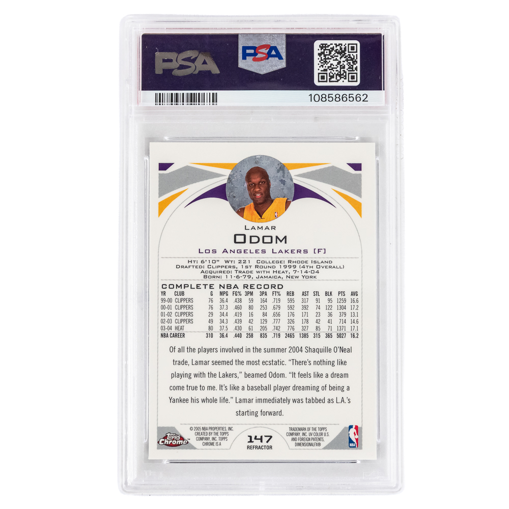 03 Topps Chrome G Arenas Refractor PSA 9 & Odom