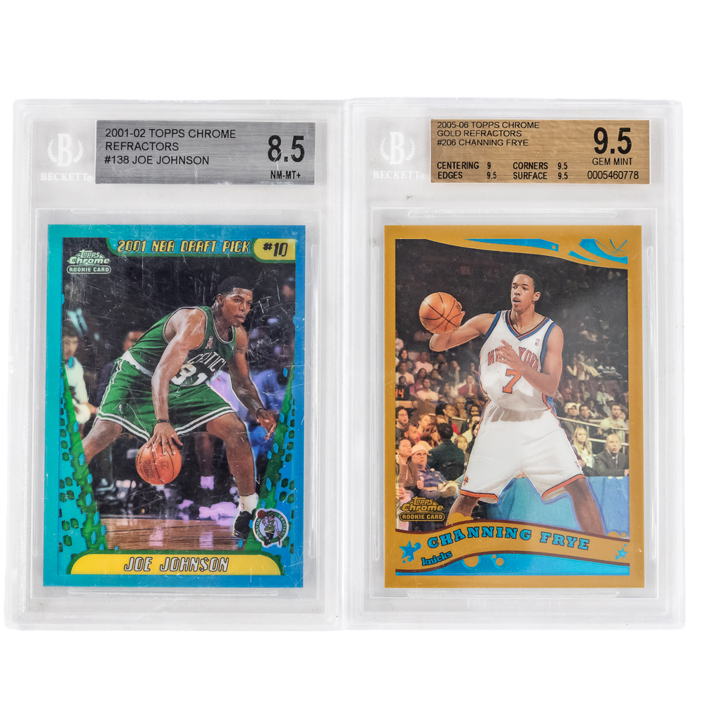 '05 Topps Chrome C Frye #206 BK 9.5 & 01 Johnston