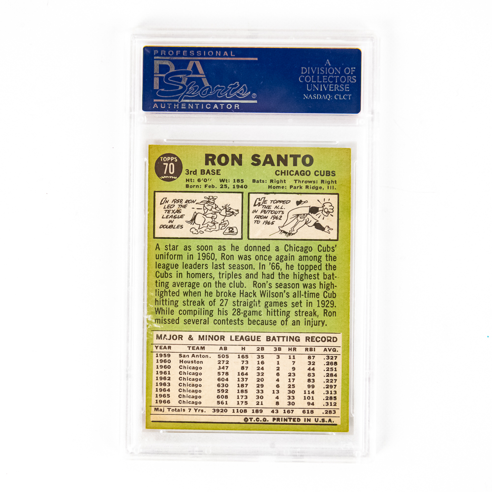 67 Topps Ron Santo PSA 8 OC & 69 Topps Carew PSA 7