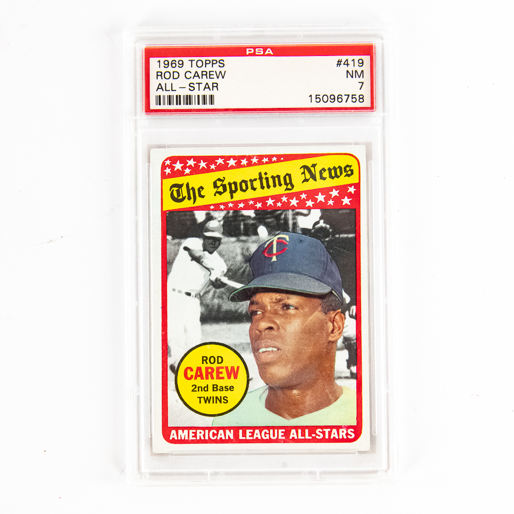 67 Topps Ron Santo PSA 8 OC & 69 Topps Carew PSA 7