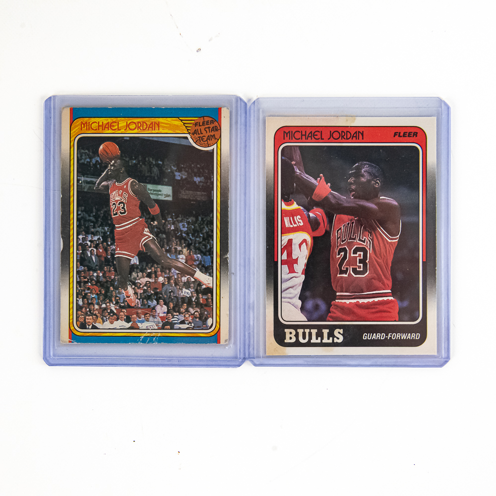 1988 Fleer Michael Jordan #17 & #120 RAW NBA Cards