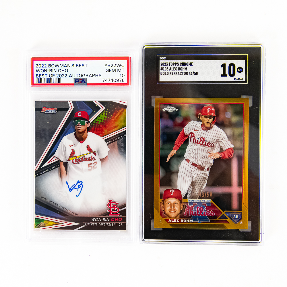 23 Chrome Alec Bohm & 22 Bowmans Won-Bin Cho PSA10