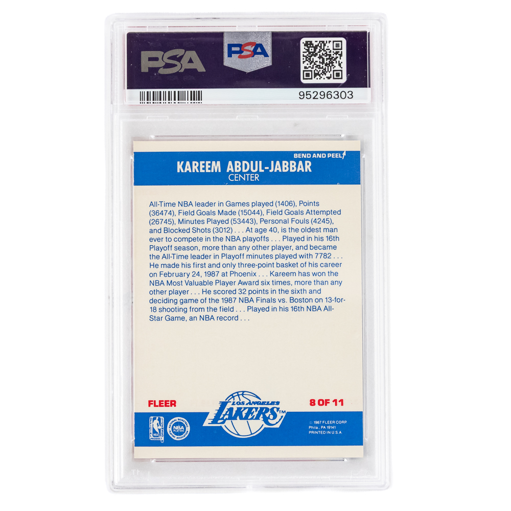 86 Fleer Erving Beckett 8.5 & 87 Fleer Jabbar PSA7