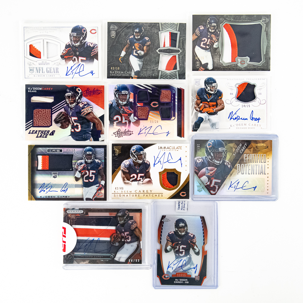 (11) Ka'Deem Number Patch Auto NFL Rookie Cards