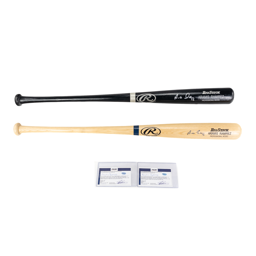(2)Aramis Ramirez Autographed Rawlings Bats w COAs