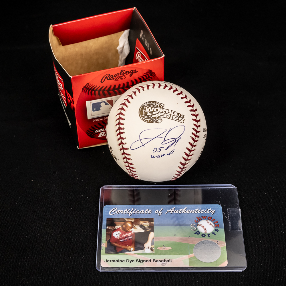 Jermaine Dye Autographed 05 WS MVP Baseball w COA